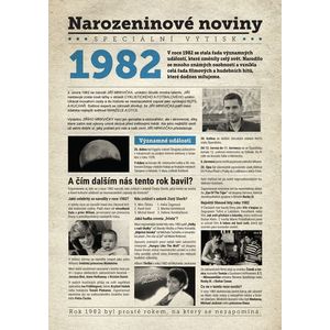 Narozeninové noviny 1982 s vlastním textem a fotografií, S fotografií obraz