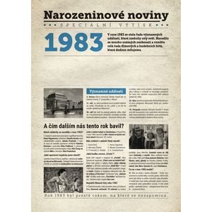 Narozeninové noviny 1983 s vlastním textem a fotografií, S fotografií obraz