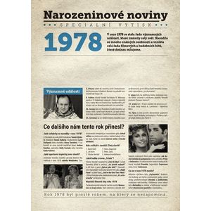Narozeninové noviny 1978 s vlastním textem a fotografií, S fotografií obraz