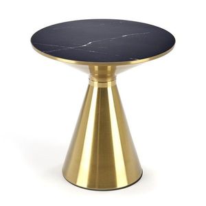 Přístavný stolek TRABICO černý mramor/zlatá obraz