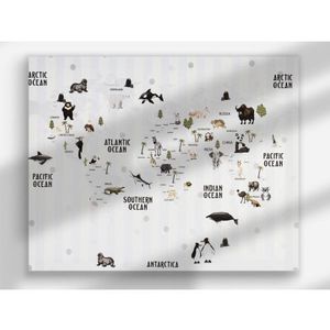 Obraz na plátně Mapa světa se zvířaty, 40x50 cm obraz