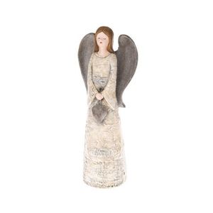 Dekorační soška Anděl držící srdce 41 cm, béžová/hnědá obraz