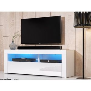 TV stolek s osvětlením Mex 140 cm, bílý lesk obraz