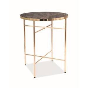 Přístavný stolek ABAZO mramor/zlatá obraz