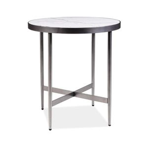 Přístavný stolek DULURIS bílý mramor/stříbrná obraz