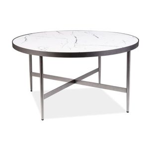 Konferenční stolek DULURIS bílý mramor/stříbrná obraz