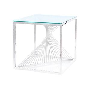 Přístavný stolek FLOMI chrom/sklo obraz