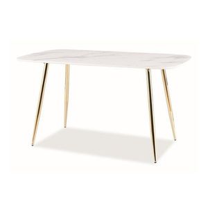 Jídelní stůl CIRIS bílý mramor/zlatá obraz