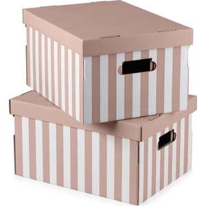 Kartonové úložné boxy s víkem v sadě 2 ks Stripes – Compactor obraz