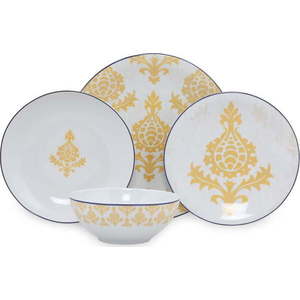 24dílná sada bílo-žlutého porcelánového nádobí Kütahya Porselen Ornaments obraz