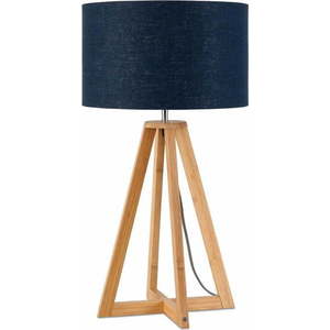 Stolní lampa s modrým stínidlem a konstrukcí z bambusu Good&Mojo Everest obraz