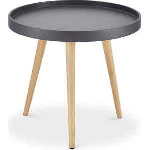 Šedý odkládací stolek s nohami z bukového dřeva Furnhouse Opus, Ø 50 cm obraz