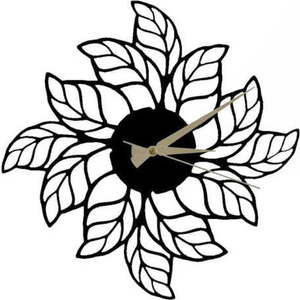 Černé nástěnné hodiny Glozis Leaves Clock, ⌀ 48 cm obraz