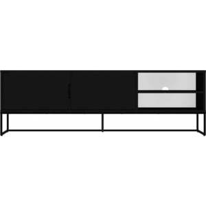 Černý TV stolek s kovovými nohami Tenzo Lipp, šířka 176 cm obraz