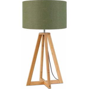 Stolní lampa se zeleným stínidlem a konstrukcí z bambusu Good&Mojo Everest obraz