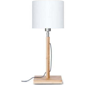 Stolní lampa s bílým stínidlem a konstrukcí z bambusu Good&Mojo Fuji obraz