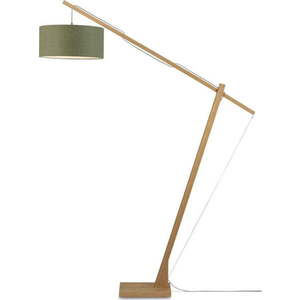 Stojací lampa s tmavě zeleným stínidlem a konstrukcí z bambusu Good&Mojo Montblanc obraz