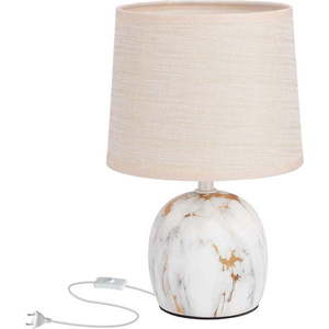 Krémová stolní lampa s textilním stínidlem (výška 25 cm) Adelina – Candellux Lighting obraz