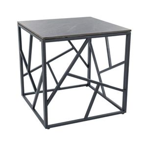 Přístavný stolek ISCODO 4 šedý mramor/černá obraz