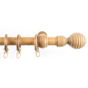 Záclonová tyč s háčky Granát 240 cm, přírodní dřevěná obraz
