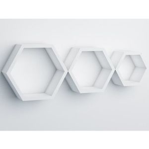 Sada 3 poliček Hexagon, bílé obraz
