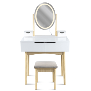 ArtJum Toaletní stolek WERRY 2 s oválným LED zrcadlem obraz