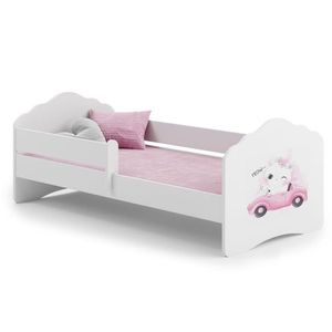 ArtAdrk Dětská postel CASIMO | se zábranou Provedení: Kočička v autě obraz