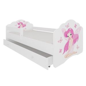 ArtAdrk Dětská postel CASIMO | se zásuvkou a zábranou Provedení: Dívka s křídly obraz