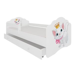 ArtAdrk Dětská postel CASIMO | se zásuvkou a zábranou Provedení: Kočička obraz