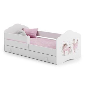 ArtAdrk Dětská postel CASIMO | se zásuvkou a zábranou Provedení: Balerína s jednorožcem obraz