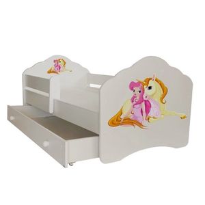 ArtAdrk Dětská postel CASIMO | se zásuvkou a zábranou Provedení: Dívka s jednorožcem obraz