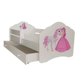 ArtAdrk Dětská postel CASIMO | se zásuvkou a zábranou Provedení: Princezna s koněm obraz