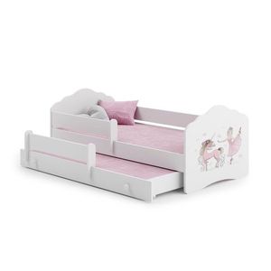 ArtAdrk Dětská postel CASIMO II | s přistýlkou ​​a zábranou Provedení: Balerína s jednorožcem obraz