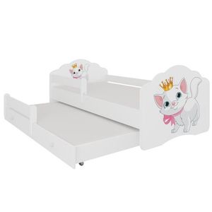 ArtAdrk Dětská postel CASIMO II | s přistýlkou ​​a zábranou Provedení: Kočička obraz
