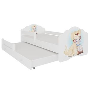 ArtAdrk Dětská postel CASIMO II | s přistýlkou ​​a zábranou Provedení: Pejsek a kočičkou obraz