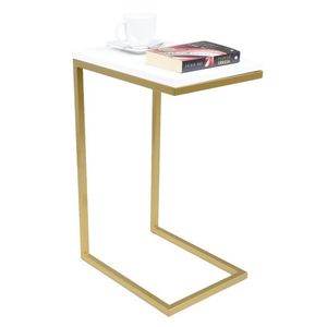 ArtAdrk Příruční stolek SPARK | zlaté nohy Barva: Bílá obraz