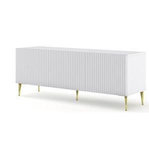 ARTBm TV stolek RAVENNA B 3D 150 | bílá matná Provedení: Bílá matná / zlaté nohy obraz