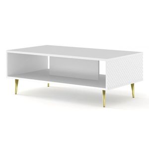 ARTBm Konferenční stolek RAVENNA C 90 | bílá lesklá Provedení: Bílá / bílá lesk / zlaté nohy obraz
