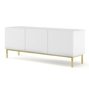 ARTBm TV stolek RAVENNA C 3D 150 | bílá lesklá Provedení: Bílá / bílý lesk / zlatý rám obraz