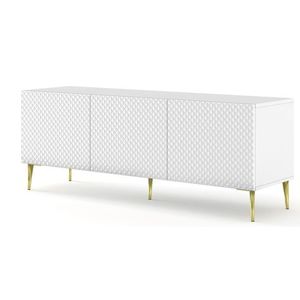 ARTBm TV stolek RAVENNA C 3D 150 | bílá lesklá Provedení: Bílá / bílá lesk / zlaté nohy obraz