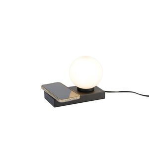 Černá stolní lampa s dotykovou a indukční nabíječkou - Janneke obraz