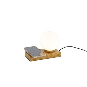 Stolní lampa natural s dotykovou a indukční nabíječkou - Janneke obraz