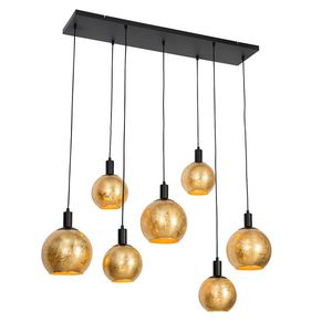 Designová závěsná lampa černá se zlatým sklem 7-světel - Bert obraz