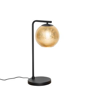 Designová stolní lampa černá se zlatým sklem - Bert obraz