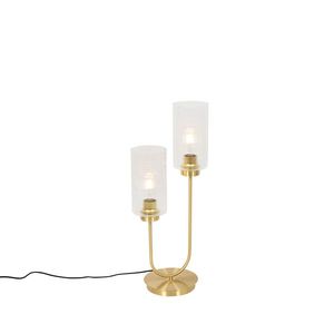 Stolní lampa Art Deco zlatá se sklem 2-světlo - Laura obraz