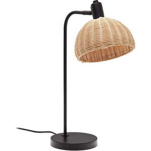 Stolní lampa s ratanovým stínidlem v černo-přírodní barvě (výška 56 cm) Damila – Kave Home obraz