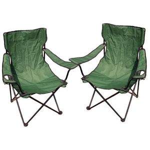 Divero 27858 Kempingová sada - 2x skládací židle s držákem - zelená obraz