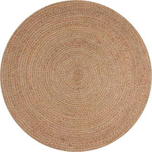 Jutový kulatý koberec v lososovo-přírodní barvě ø 180 cm Capri – Flair Rugs obraz