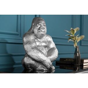 Dekorační socha gorila ZHAM Dekorhome Stříbrná, Dekorační socha gorila ZHAM Dekorhome Stříbrná obraz