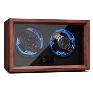 Klarstein Brienz 2, natahovač hodinek, 2 hodinky, 4 režimy, dřevěný vzhled, modré vnitřní osvětlení obraz